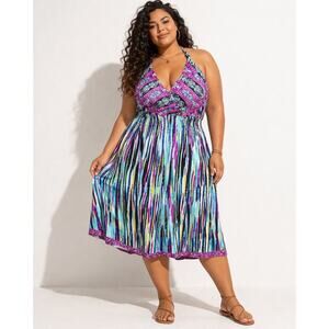 She’s Cool Multicolor Paisley Halter Boho Sundress Women’s 2X Summer Dress